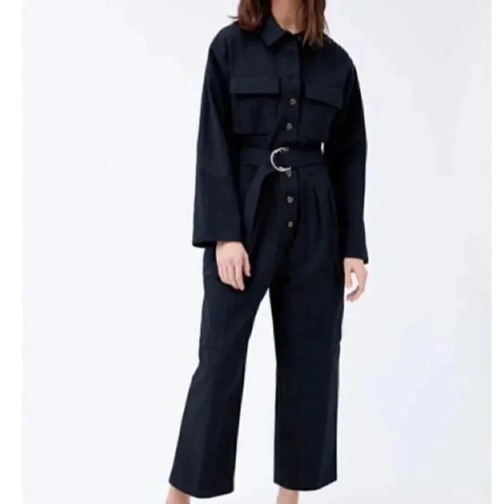 Urban Outfitters Black Cargo Belted Coverall
